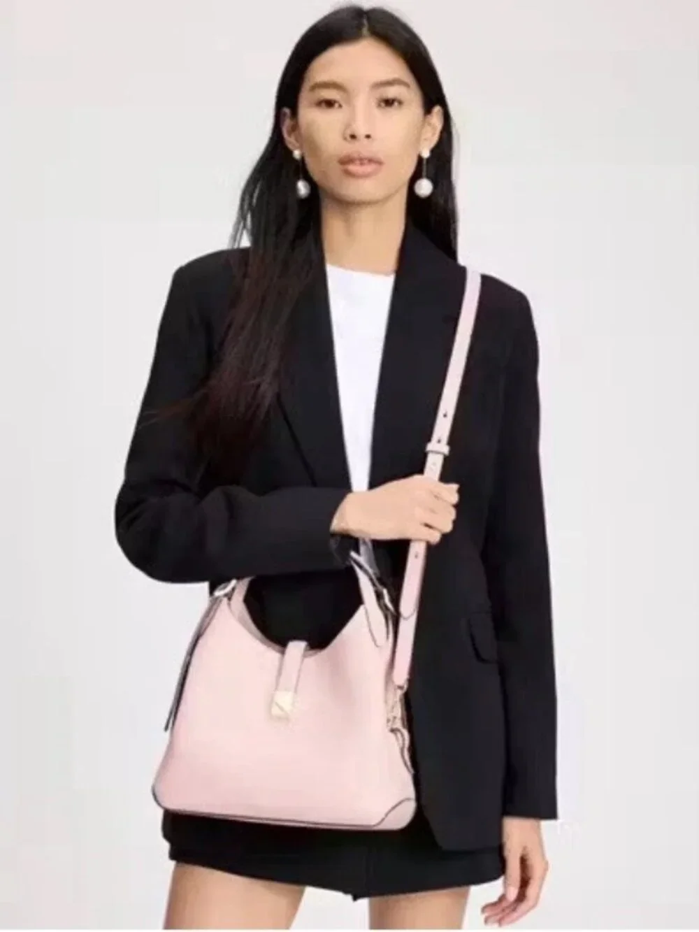 NWT KATE SPADE NEW YORK PINK DECO PEBBLED LEATHER SMALL CROSSBODY TOTE HANDBAG